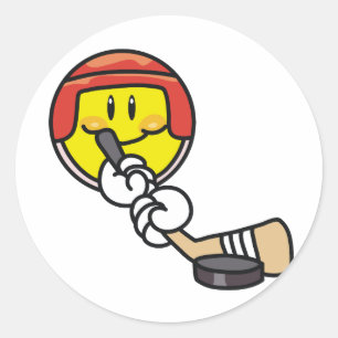 Adesivo Redondo Camiseta e presentes do hóquei do smiley