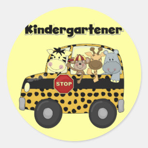 Adesivo Redondo Camiseta e presentes do Kindergartener do auto