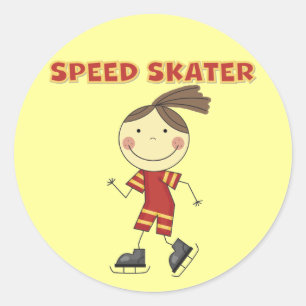 Adesivo Redondo Camiseta e presentes do patinador da velocidade da