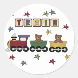 Adesivo Redondo Camiseta e presentes do trem do urso de ursinho