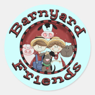Adesivo Redondo Camiseta e presentes dos amigos do Barnyard