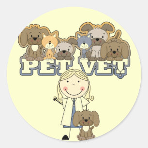 Adesivo Redondo Camiseta e presentes fêmeas louros do veterinári