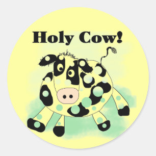 Adesivo Redondo Camiseta e presentes santamente da vaca