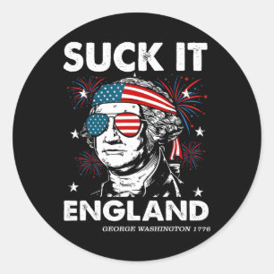 Adesivo Redondo Camiseta engraçada 4 de julho Suck-it Inglaterra G