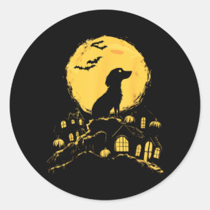 Adesivo Redondo Camiseta engraçada de cachorro salsicha de Hallowe