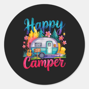 Adesivo Redondo Camiseta engraçada de camping de verão para crianç