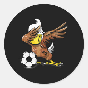 Adesivo Redondo Camiseta engraçada de futebol com águia Dabbing Ca