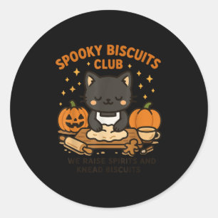 Adesivo Redondo Camiseta engraçada de Halloween para clube de gato