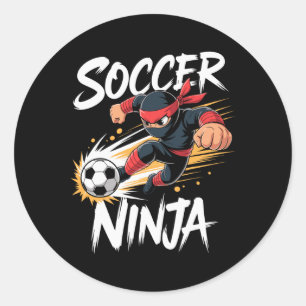 Adesivo Redondo Camiseta engraçada de Ninja de Futebol para menino