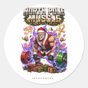 Adesivo Redondo Camiseta engraçada do ginásio de Natal Músculo do