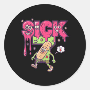 Adesivo Redondo Camiseta engraçada do meme sete doente seis sete d