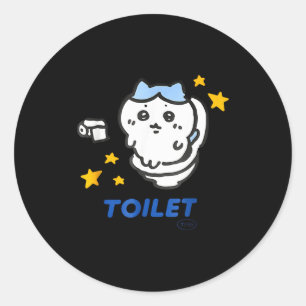 Adesivo Redondo Camiseta engraçada do meme Toilet Time Chikawa 