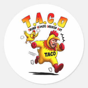 Adesivo Redondo Camiseta engraçada do taco de Trump, piada anti-pr