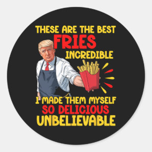 Adesivo Redondo Camiseta engraçada Trump Fast Food Humor Batata Fr