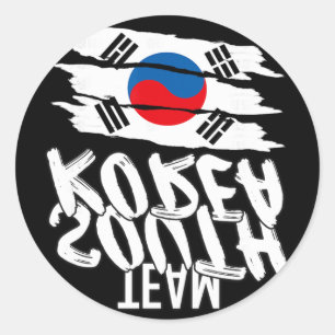 Adesivo Redondo Camiseta Esportiva da Equipe Coreia do Sul Futebol