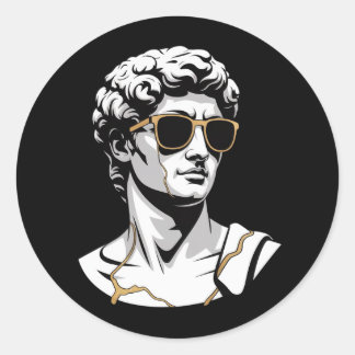 Adesivo Redondo Camiseta Estética Óculos de Sol Estátua Grega Mode