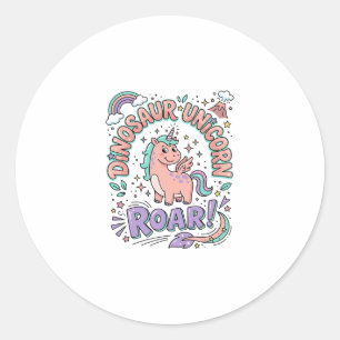 Adesivo Redondo Camiseta Estilo Retro Unicórnio Dinossauro Unicórn