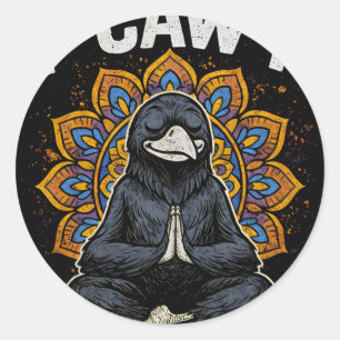 Adesivo Redondo Camiseta F Caw F Zen Crow Engraçado Fcawf Meditaçã