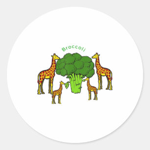 Adesivo Redondo Camiseta Família Vegetariana de Girafa Comendo Bró