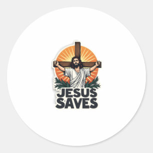 Adesivo Redondo Camiseta Fé com Gravação Vintage Jesus Salva (1)