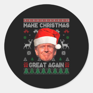 Adesivo Redondo Camiseta Feia Trump Engraçada Faça O Natal Grande