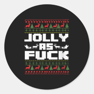Adesivo Redondo Camiseta Feminina Alegre Para Natal Engraçado Obsc