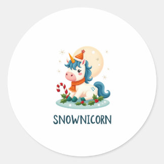 Adesivo Redondo Camiseta Feminina Unicórnio Fofo Snowman Natal Sno