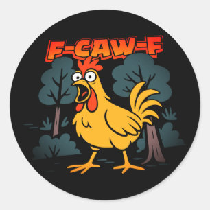 Adesivo Redondo Camiseta Funny Chicken – Arte em Estilo de Cómic F