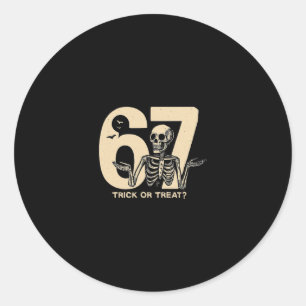 Adesivo Redondo Camiseta Funny Halloween Skeleton 67 Truque ou Tra