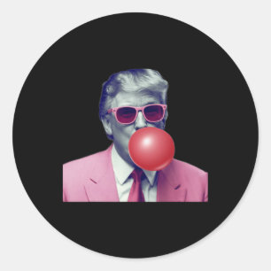 Adesivo Redondo Camiseta Funny Pink Donald Trump Bubble Gum Yum Te