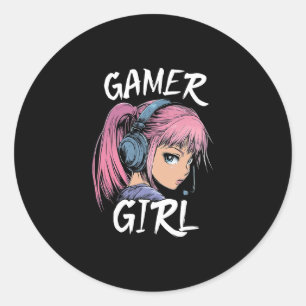 Adesivo Redondo Camiseta Gamer Girl Para Garotas Adolescentes Mulh