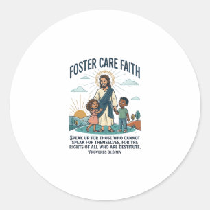 Adesivo Redondo Camiseta Gráfica Adoção de Jesus Cuidados Foster C