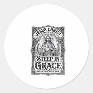 Adesivo Redondo Camiseta Gráfica Amante do Chá Jesus Cristão