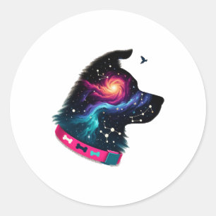 Adesivo Redondo Camiseta Gráfica Cachorro Galáctico