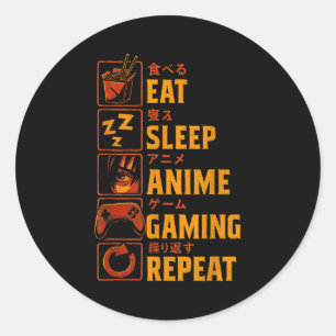 Adesivo Redondo Camiseta Gráfica de Anime para Gamer Divertido Hom