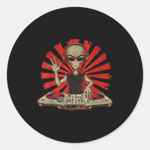 Adesivo Redondo Camiseta Gráfica de Dj Engraçada Amante de Música 