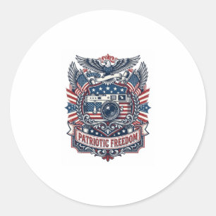 Adesivo Redondo Camiseta Gráfica Vetorial de Amante de Câmera Patr