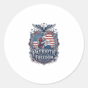 Adesivo Redondo Camiseta Gráfica Vetorial de Bordado Cruz Patriota