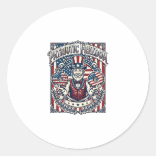 Adesivo Redondo Camiseta Gráfica Vetorial Patriota Amante de Donut