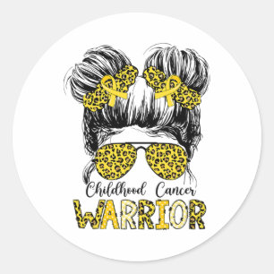 Adesivo Redondo Camiseta Guerreiro do Câncer Infantil Pequeno Gold