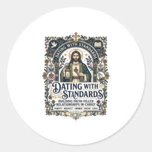 Adesivo Redondo Camiseta Humor Relacionamento Cristão Namorando Je