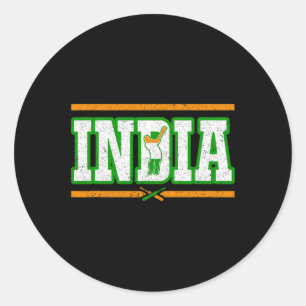 Adesivo Redondo Camiseta India Críquete Seleção Nacional de Críque