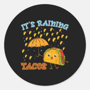 Adesivo Redondo Camiseta Infantil Está Chovendo Taco Menino Mexica