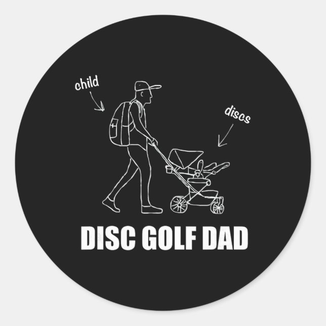 Adesivo Redondo Camiseta Infantil Funny Disc Golf Dad Stroller Ckp (Frente)