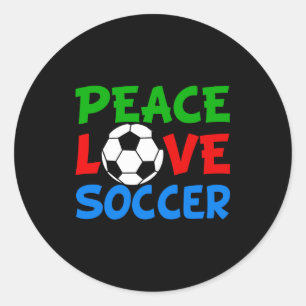 Adesivo Redondo Camiseta Infantil Peace Love Soccer Fofa