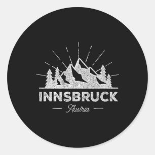 Adesivo Redondo Camiseta Innsbruck Áustria Vintage Esqui Retro Tee