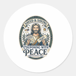 Adesivo Redondo Camiseta Jesus Cupom Brechó Frugal Fé Baseado Desi