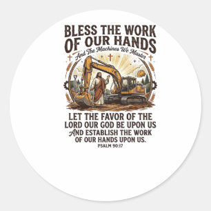 Adesivo Redondo Camiseta Jesus Mecânico Diesel Equipamento Pesado