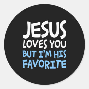 Adesivo Redondo Camiseta Jesus Te Ama Mas Eu Sou Sua Religião Favo