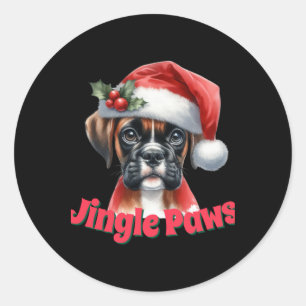 Adesivo Redondo Camiseta Jingle Paws E Alegria Do Cão Boxer